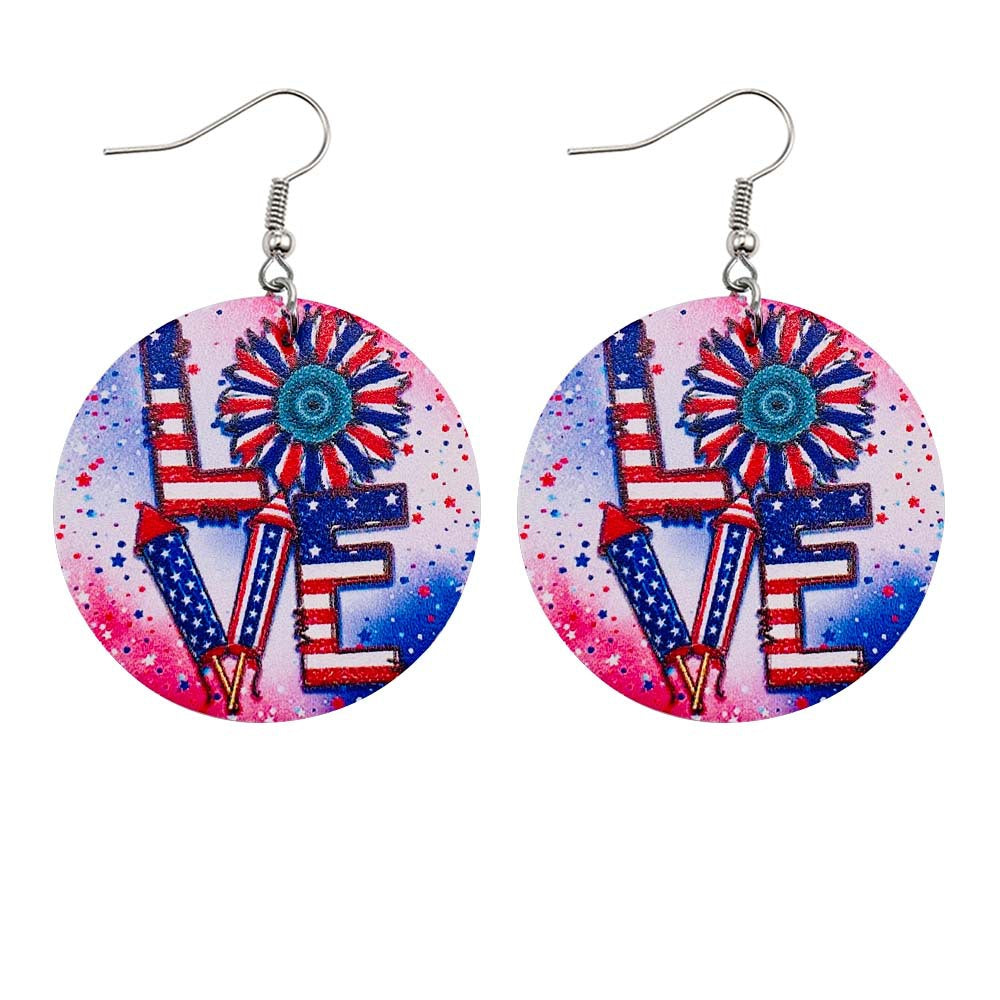 Wholesale American Independence Day Cross Football Leather Earrings ACC-ES-CY023