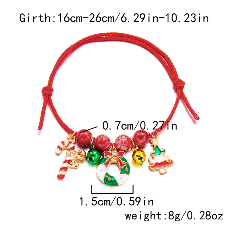 Bracciale combinato con ciondolo stampella alce albero intrecciato campana di Natale all'ingrosso