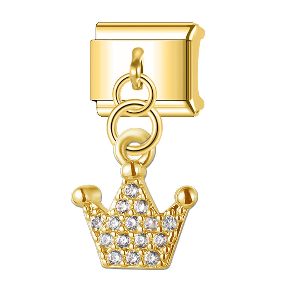 Wholesale Italian Charm Bracelet 9mm DIY Splicing Diamond Splicing Stainless Steel Composable Bracelet