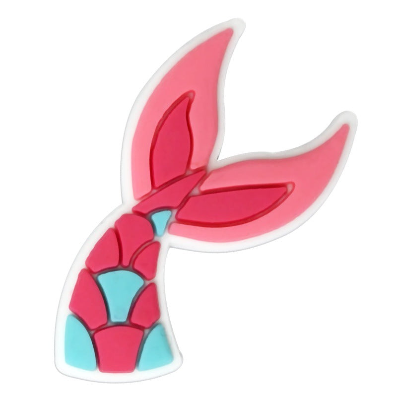 Wholesale Random 100pcs Colorful Mermaid Tail Series  PVC Soft Rubber Shoe Buckle Decoration