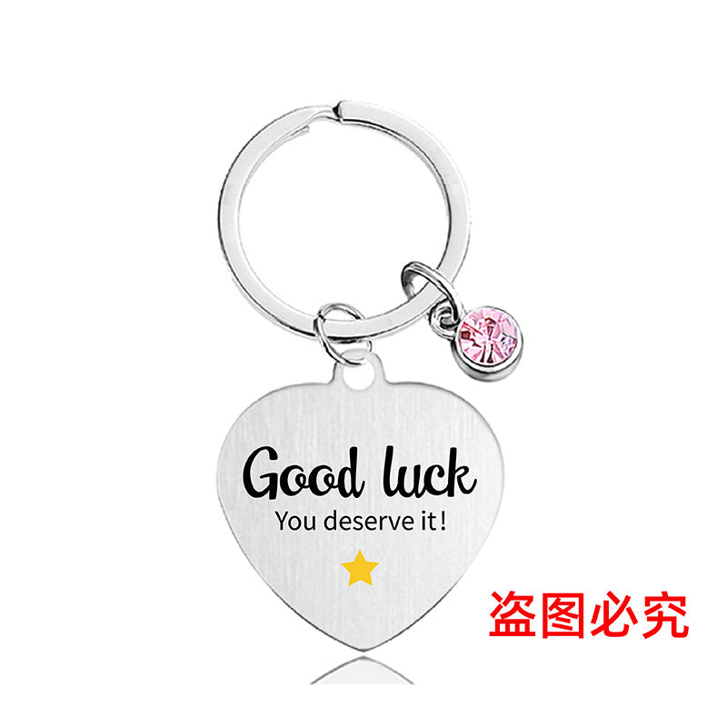 Wholesale Color Printed Pink Diamond Heart Shape Metal Keychain for Family and Friends Gifts Creative Keychain ACC-KC-Ganggu021