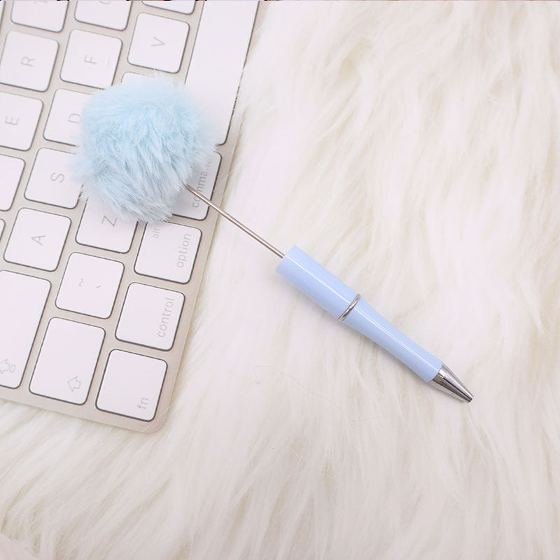 Wholesale Pom Pom Beadable Pen Leopard Print Hair Ball DIY Beaded Ballpoint Pen ACC-PN-CY003