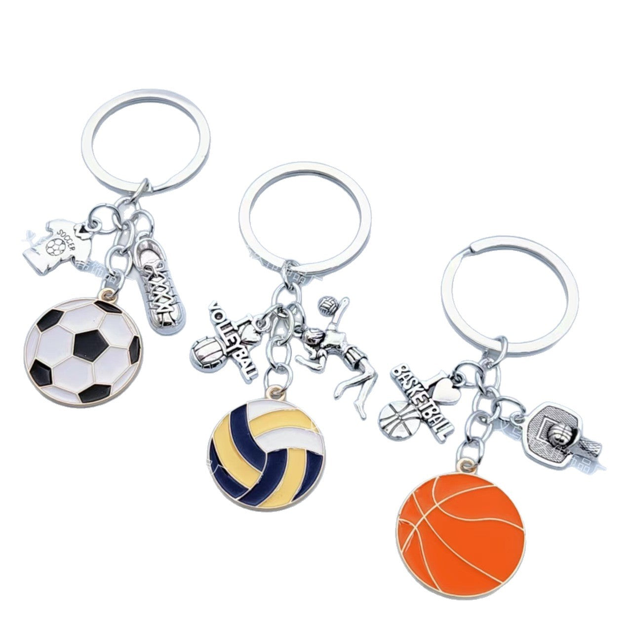 Wholesale Trendy Cartoon Basketball Pendant Keychain Enamel Alloy Keyring Gift Accessory