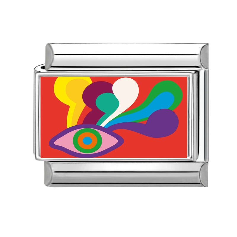 Wholesale 9mm Italian Charm Starter Bracelets DIY Red Evil Eye Stainless Steel Composable Bracelet