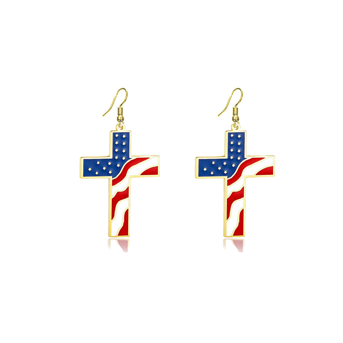Wholesale American Independence Day Cross Alloy Earrings Necklace ACC-NE-XunOu009