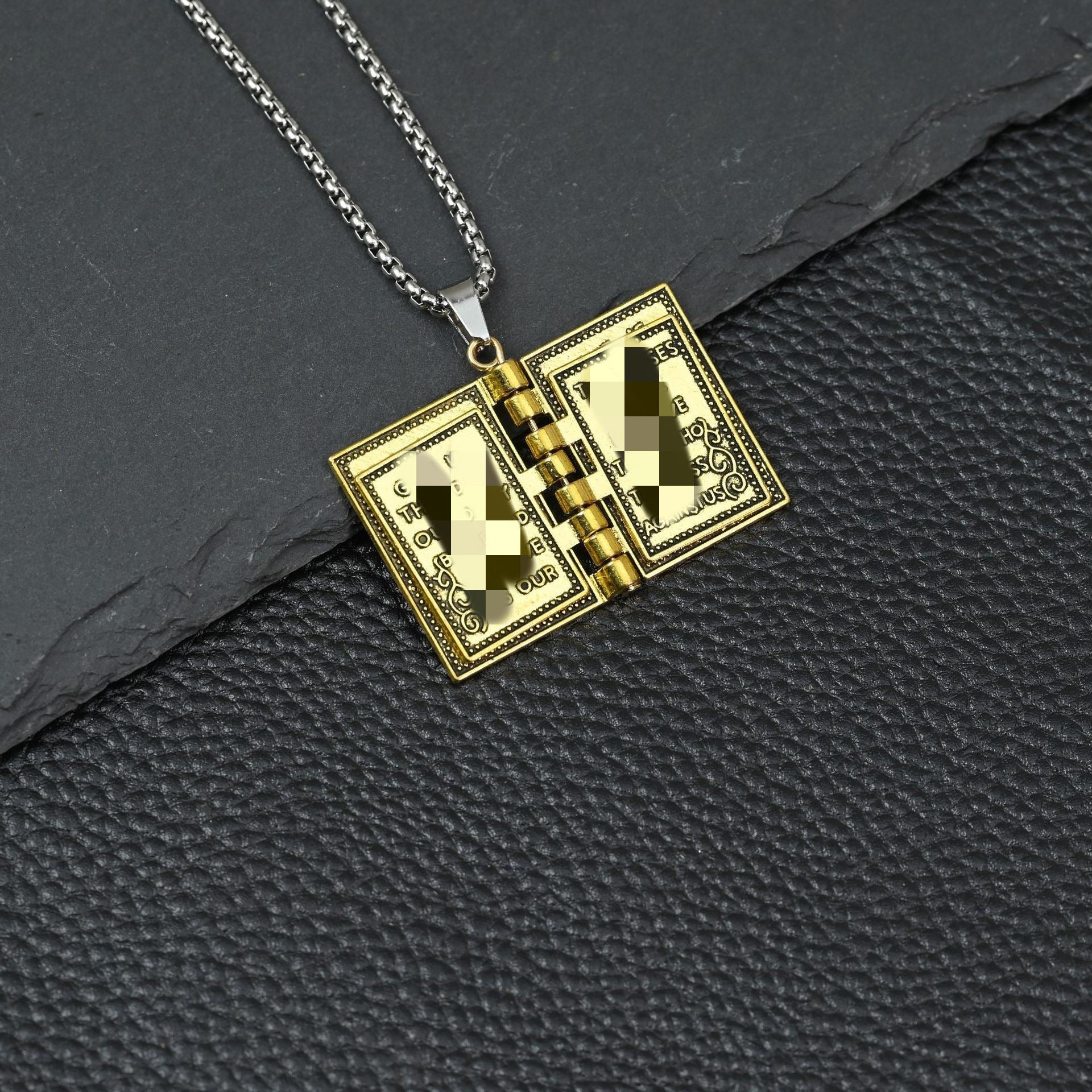 Wholesale Stainless Steel Gold Plated Openable Book Cross Pendant Necklace Retro Chic Jewelry Gift