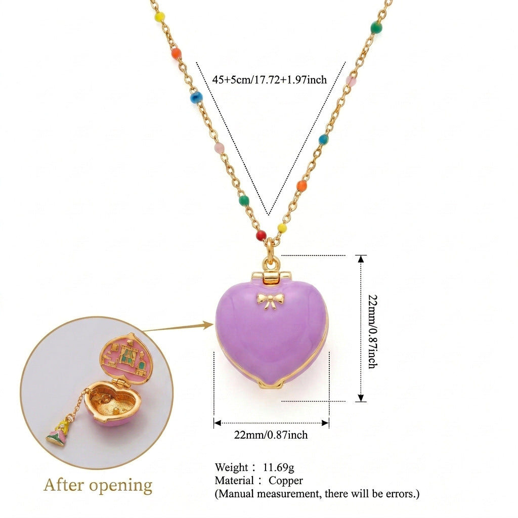 Wholesale Fashion Heart Locket Necklace For Women Copper Pink Gold Plated Cute Star Pendant Jewelry Gift