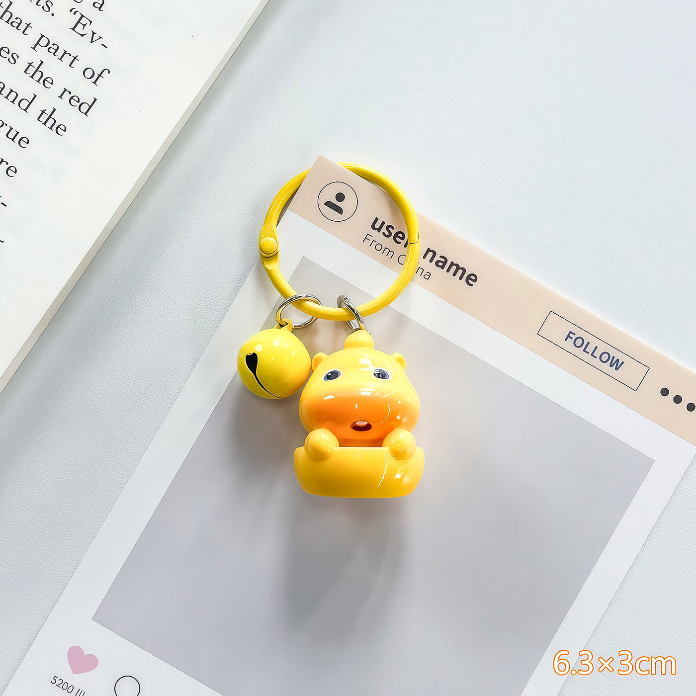 Wholesale Cute 3D Capybara Bell Keychain Plastic Resin Decorative Accessory Gift for Students