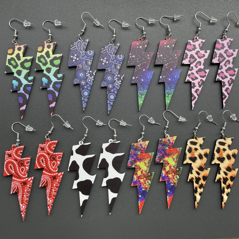 Wholesale Cow headf leopard print starry sky ink acrylic earrings