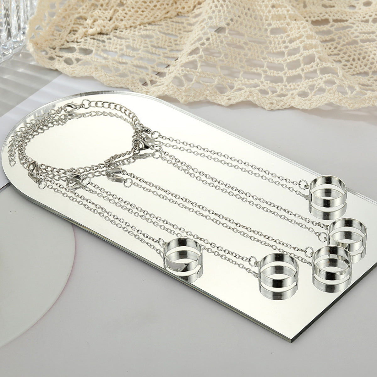 Wholesale  personalized chain ring punk style finger bracelet