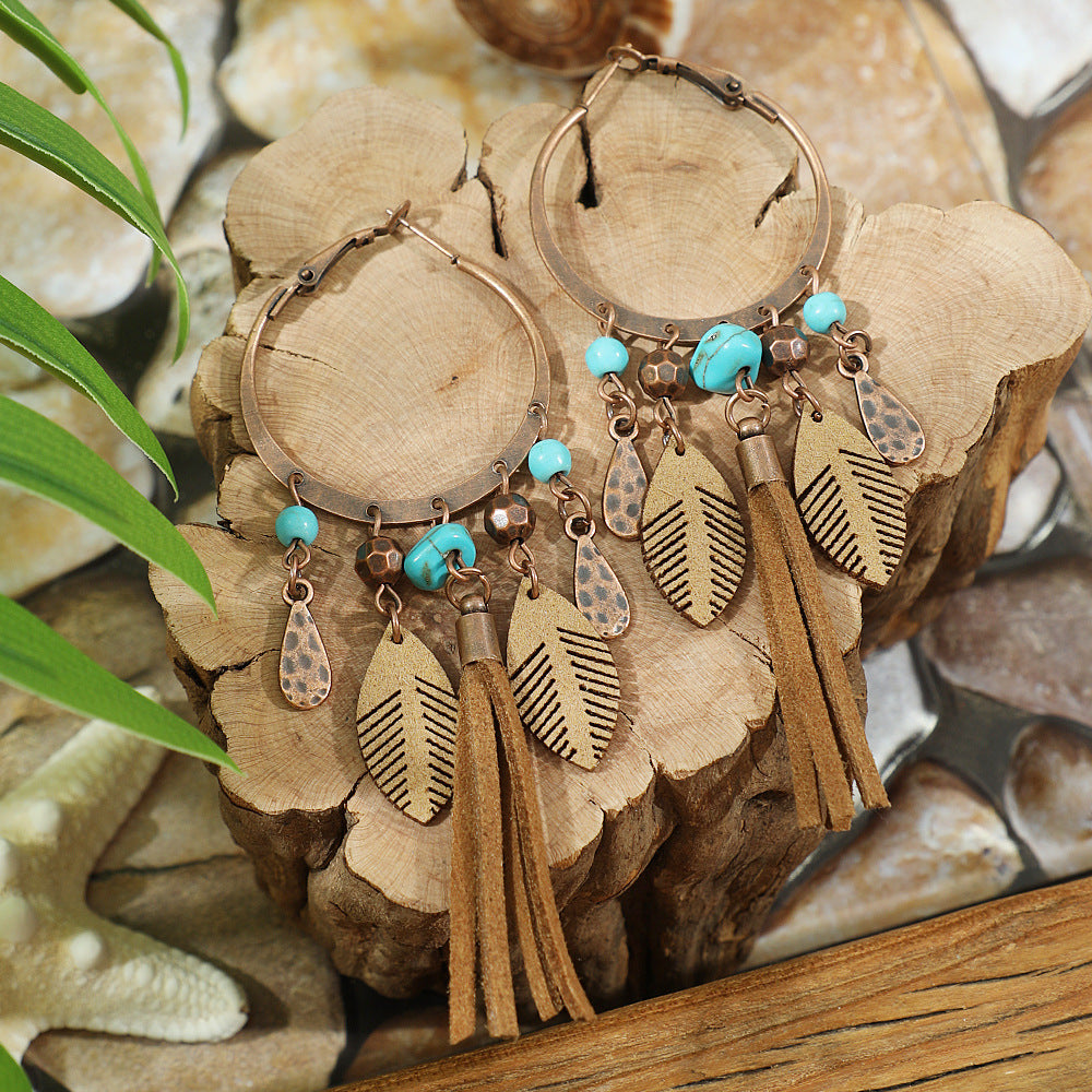 Wholesale Retro Bohemian Earrings Maillard Color Trendy Fashion Accessory for Autumn Winter