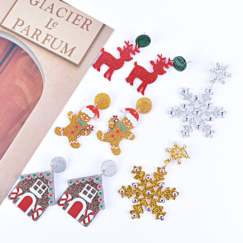 Wholesale Christmas Green Furry Monster  Heart-Shaped Earrings