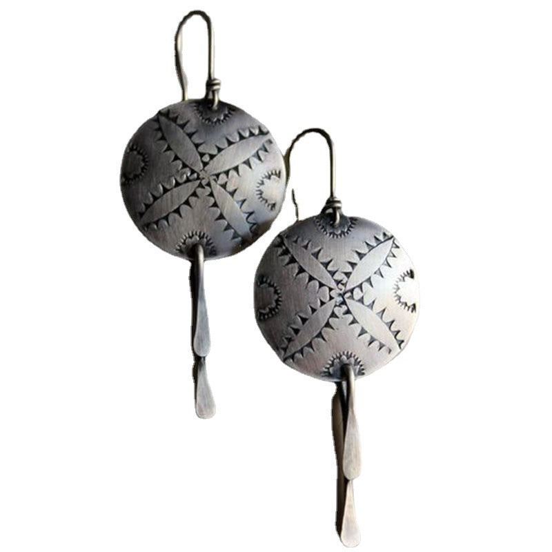 Wholesale Gypsy Round Carved Earrings