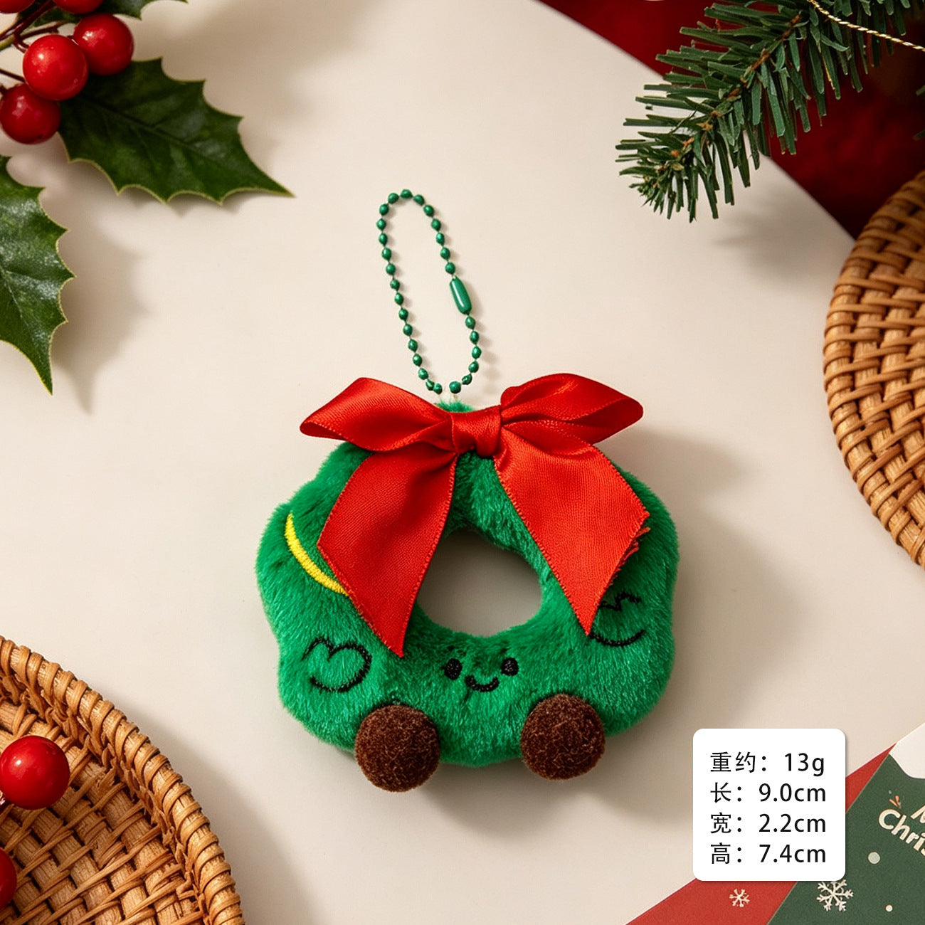 Wholesale Plush Christmas Tree Keychain Ornament Cartoon Festive Pendant For Backpack Bag Charm Holiday Gift Accessory