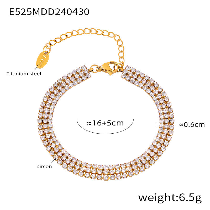 Wholesale Fashion Tennis Bracelet Titanium Steel Gold Plated Colorful Zircon Boutique Resale Jewelry