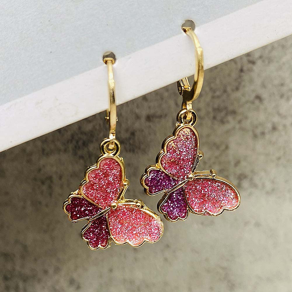 Wholesale Colorful Glitter Butterfly Earrings