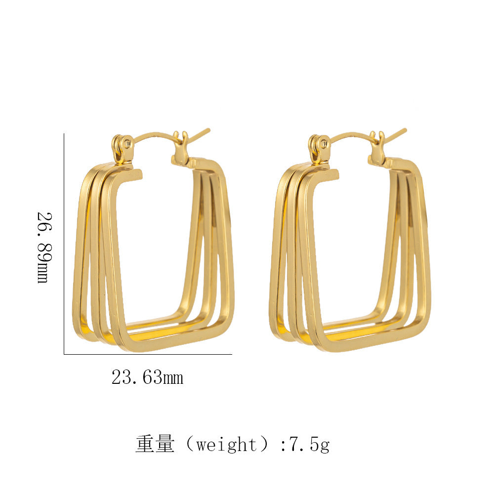 Wholesale Exaggerated retro titanium steel 18k gold twisted earrings