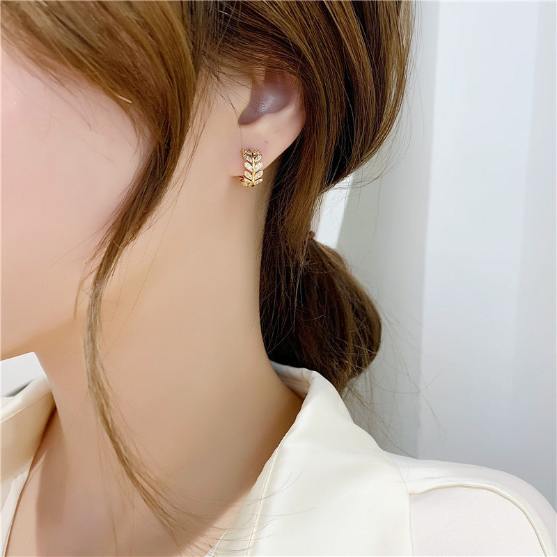 Wholesale  diamond tree leaf earrings