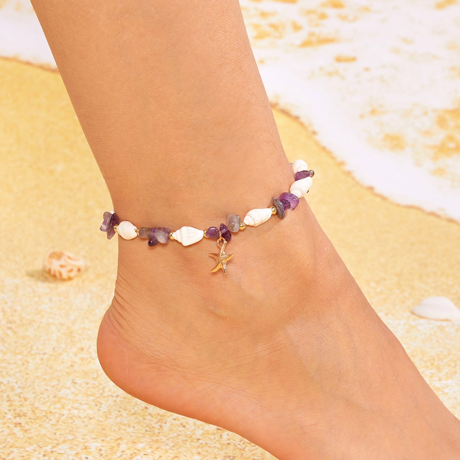 Wholesale sales new starfish jewelry Bohemian summer beach gravel starfish conch necklace