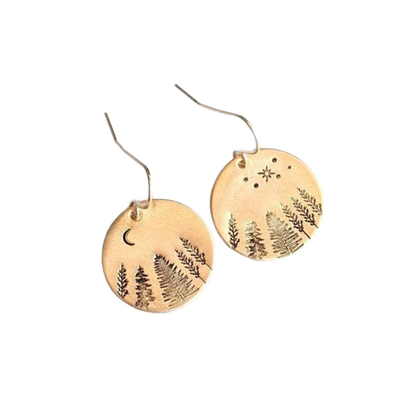Wholesale Round Geometric Earrings Desert Forest Pattern Earrings