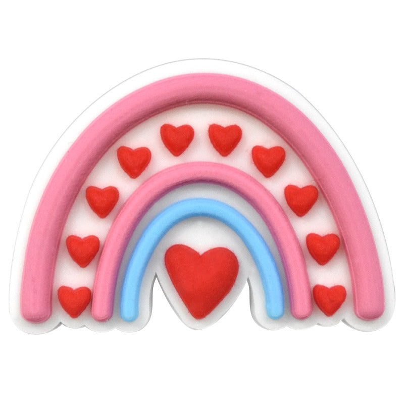 Wholesale Random 100pcs Cartoon Rainbow PVC Soft Rubber Shoe Buckle Decoration ACC-SC-RYY065