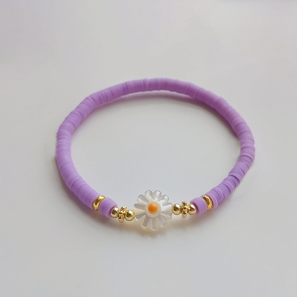 Wholesale bohemian soft clay elastic rope beaded daisy bracelet ACC-BT-Qiqi006
