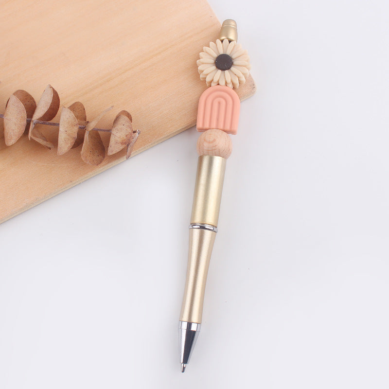 Wholesale beaded pen creative DIY cartoon daisy love silicone gum beaded pen