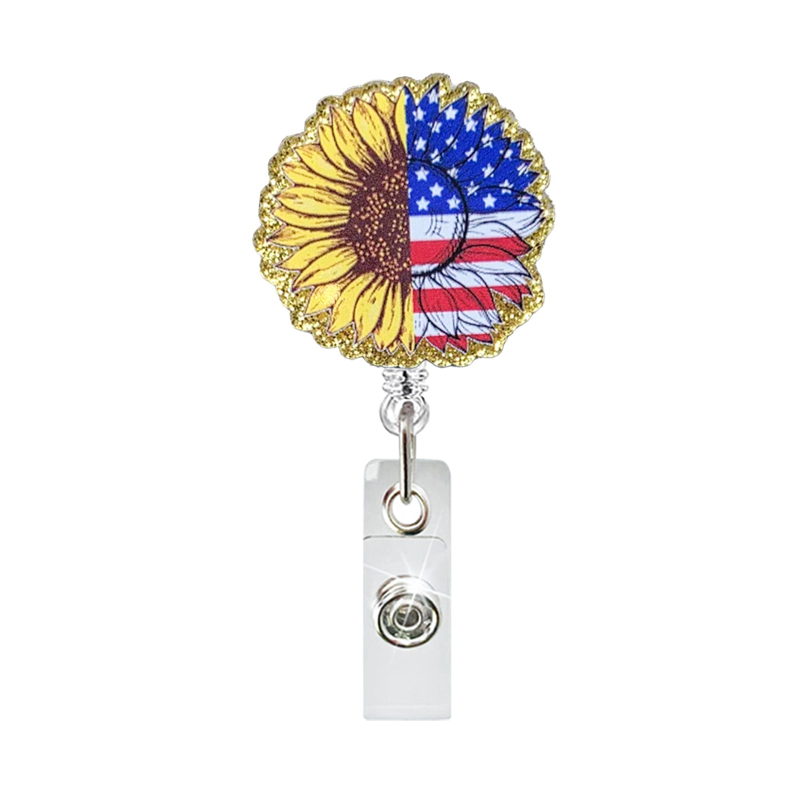 Wholesale Acrylic Retractable Badge Reel with US Flag Design - Fashion Accessory for Everyday Wear