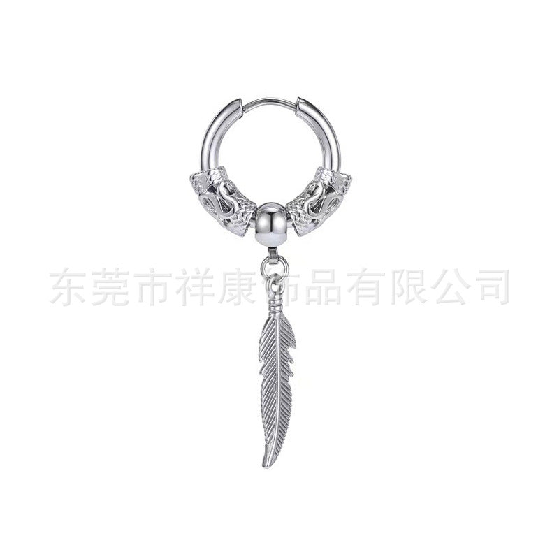 Wholesale Stainless Steel Round Wire Dragon Pattern Earrings