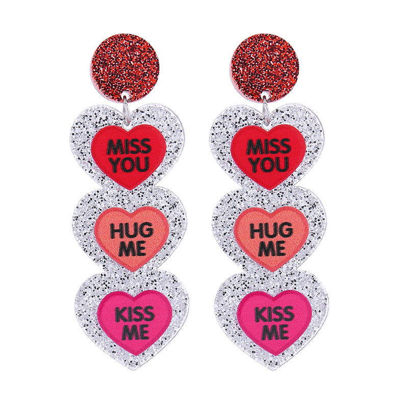Wholesale Valentine's Day  Lover Text Acrylic Earrings