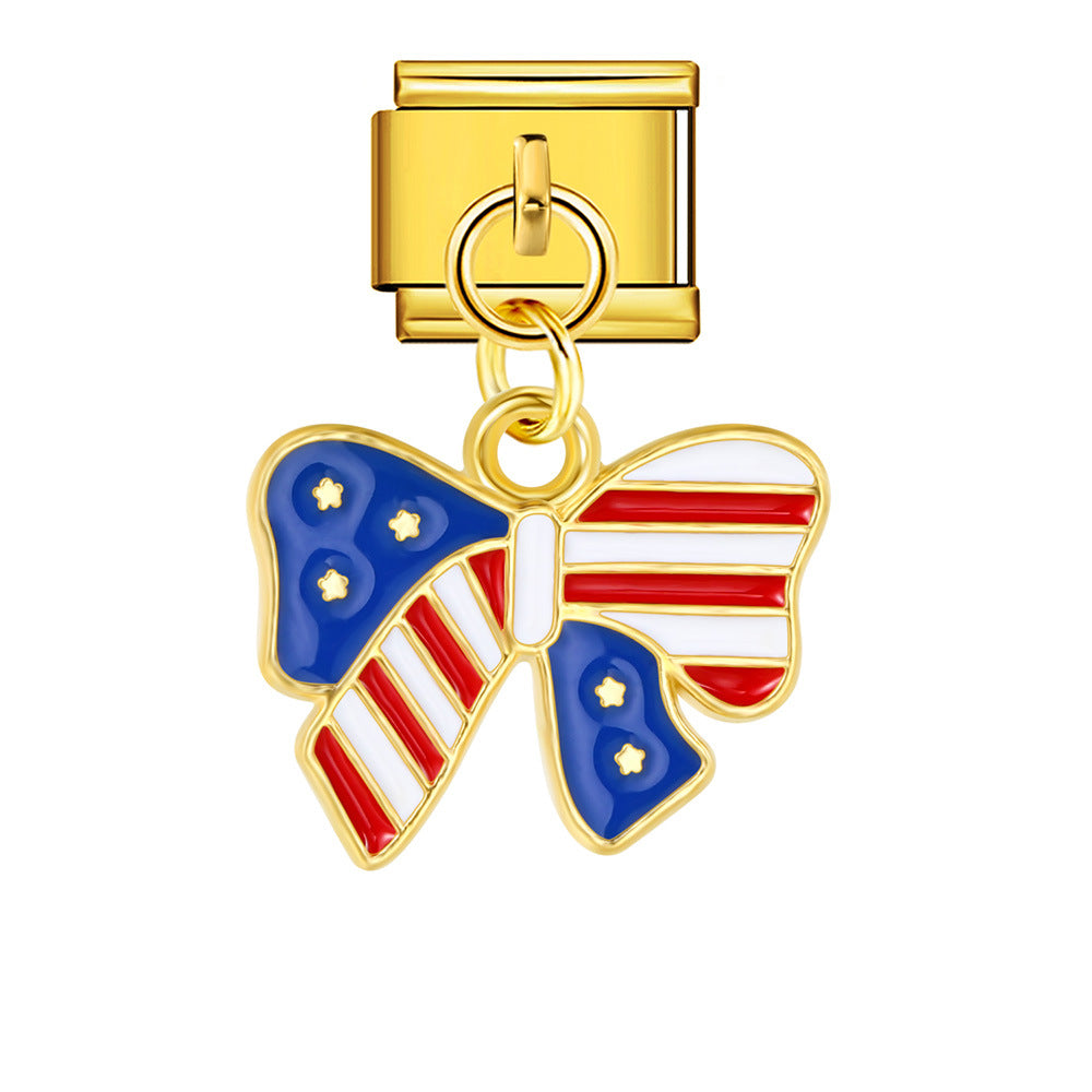 Wholesale  Italian Charm Bracelet 9mm DIY Independence Day Creative Stainless Steel Composable Bracelet