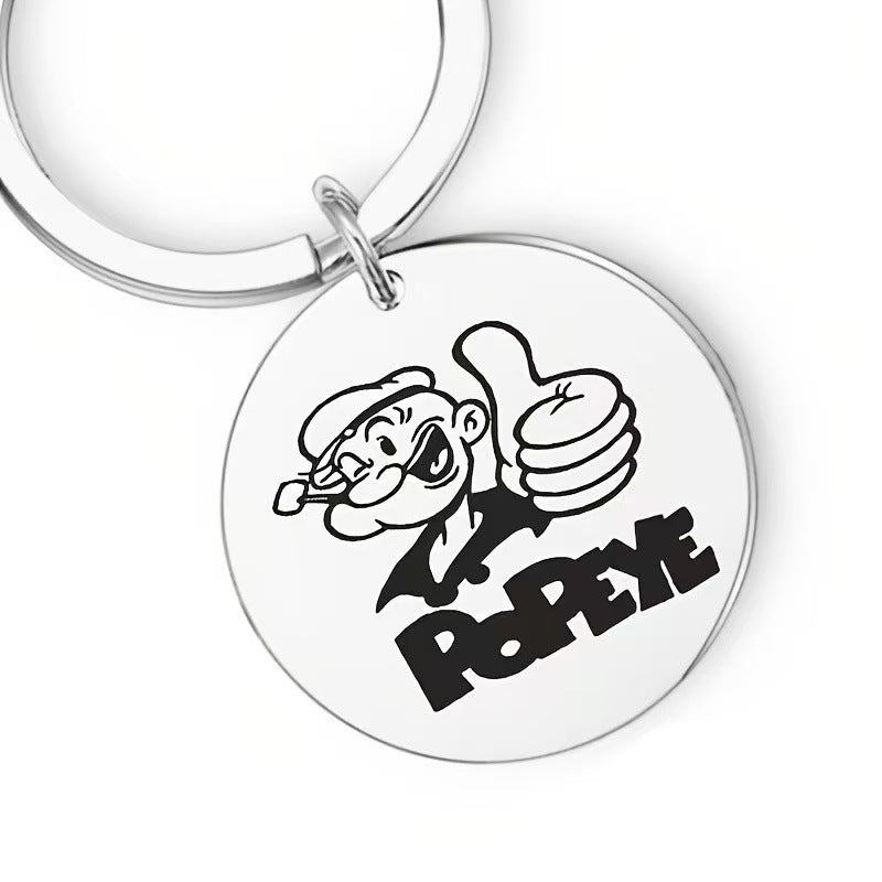 Wholesale Cartoon Theme Stainless Steel Keychain With Laser Engraving Stylish Key Ring Gift For Everyday Use