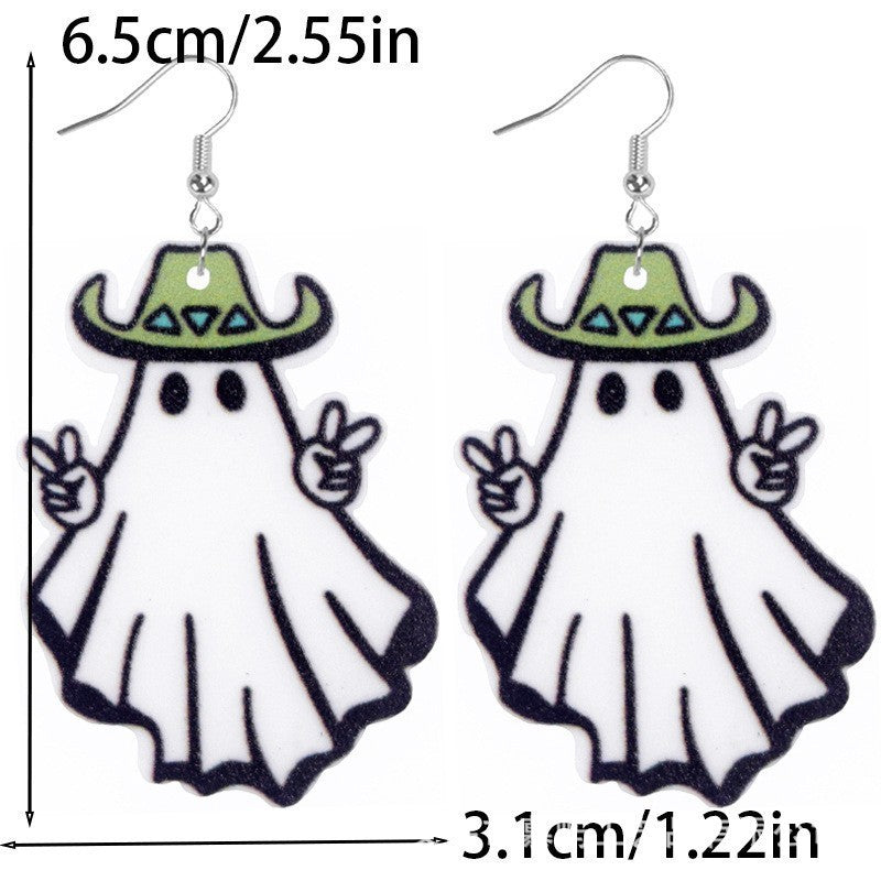 Wholesale  leopard print cat bunny ghost cowboy cow spot acrylic earrings