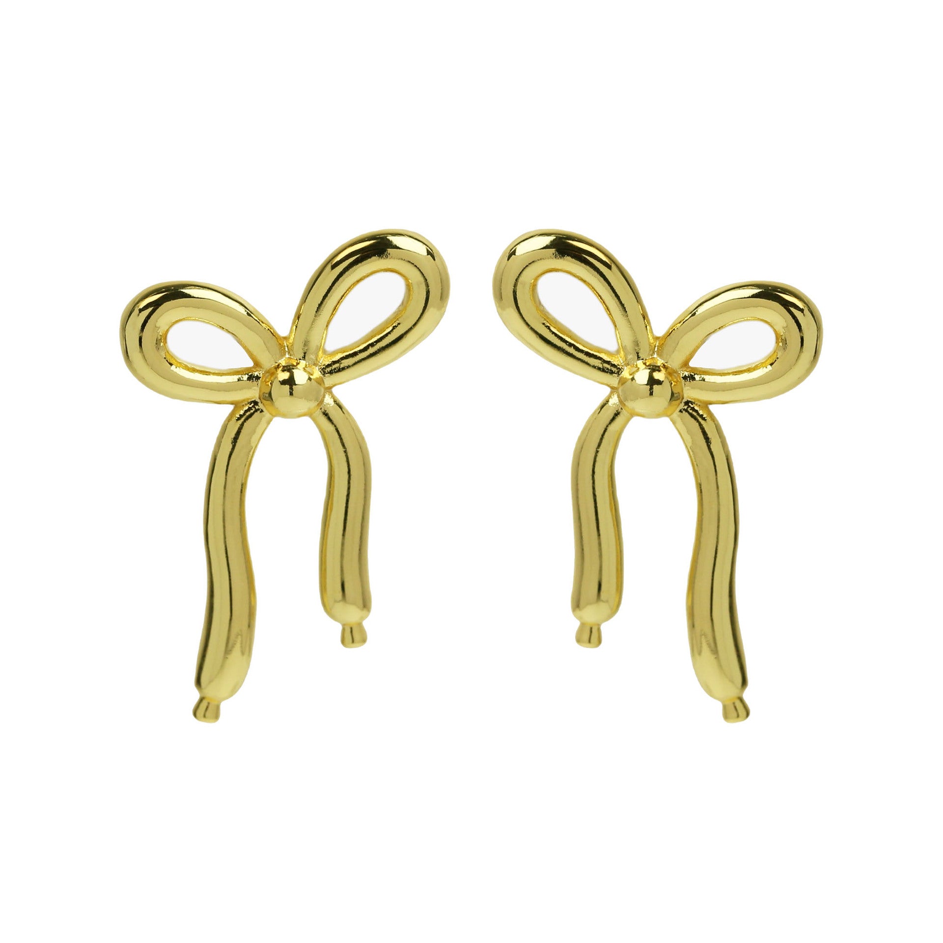 Wholesale  18K gold bow bubble brass earrings