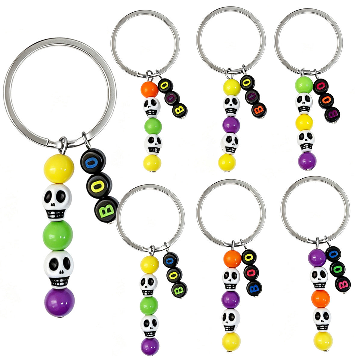 Wholesale  Skeleton BOO Letter Bead Keychain Alloy Pendant Bag Charm for Party Favor