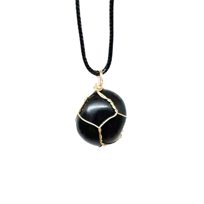 Wholesale Natural Stone Agate Wire Pendant Handmade Wire Irregular Crystal Pendant Necklaces ACC-NE-Yinhai001