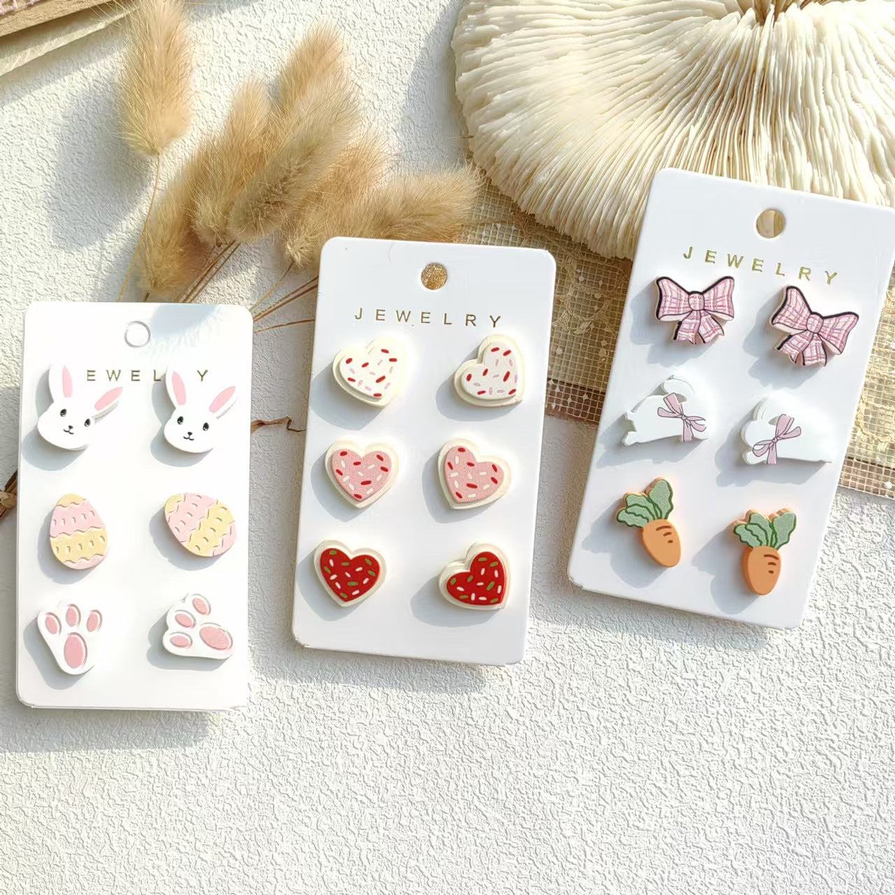 Wholesale Easter Valentine's Day Acrylic Love Rabbit Egg  Cute Spray Paint Earrings