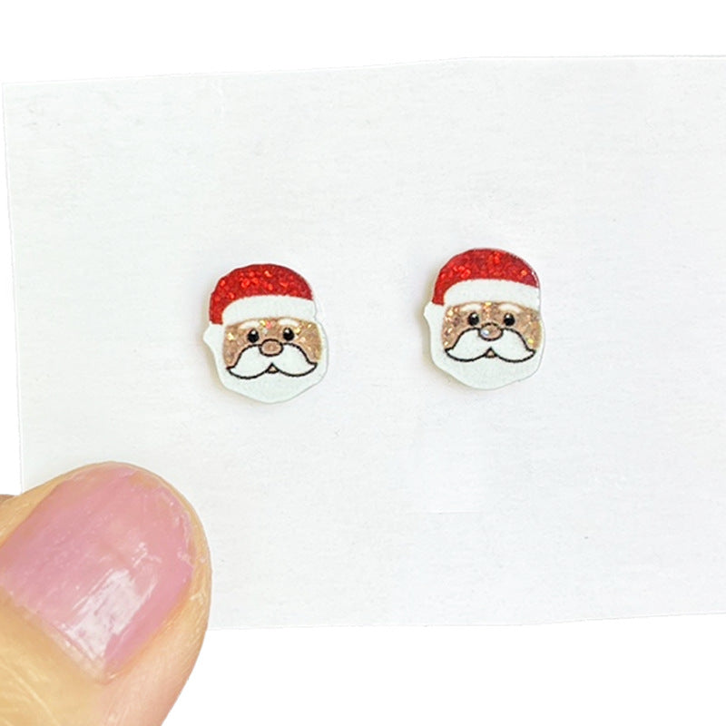 Wholesale 2 pairs/ pack Christmas tree bow gingerbread shiny earrings