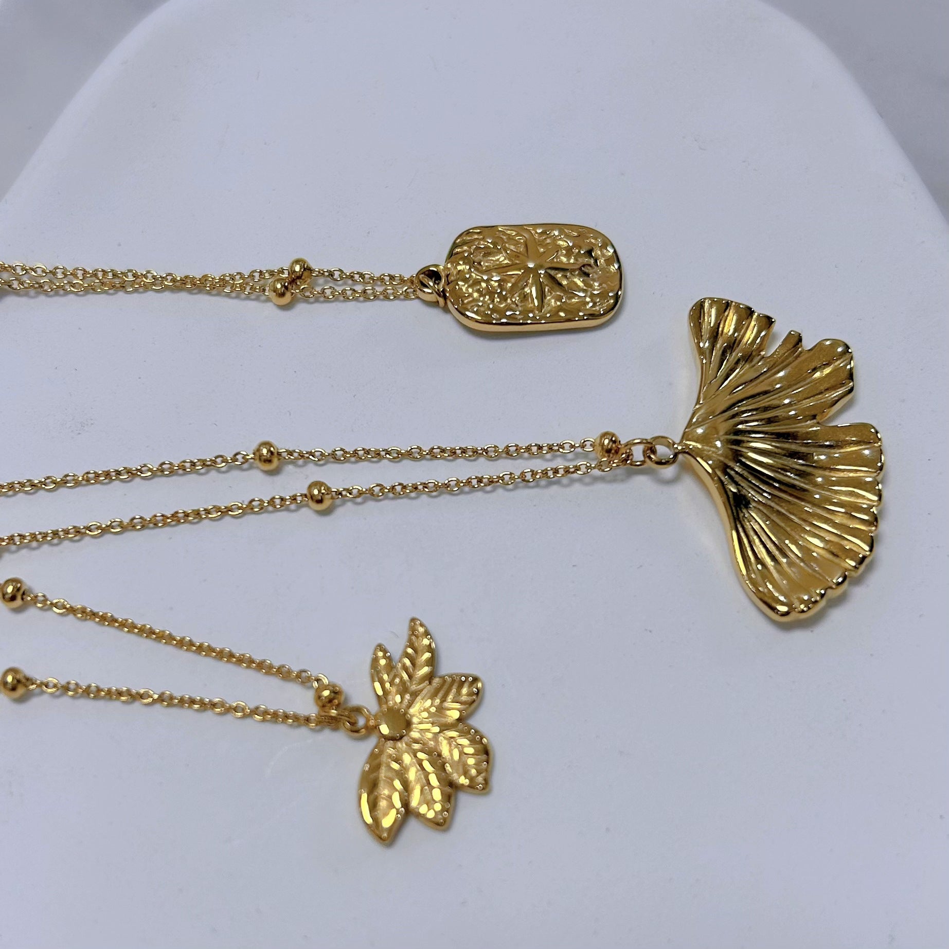 Wholesale Ginkgo Leaf Mango Star Stainless Steel Pendant Necklace  All-match Clavicle Chain