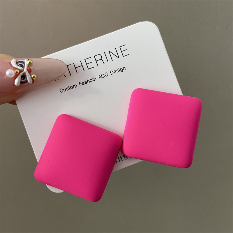 Wholesale Candy Color Geometric Square Circle C Shape Earrings