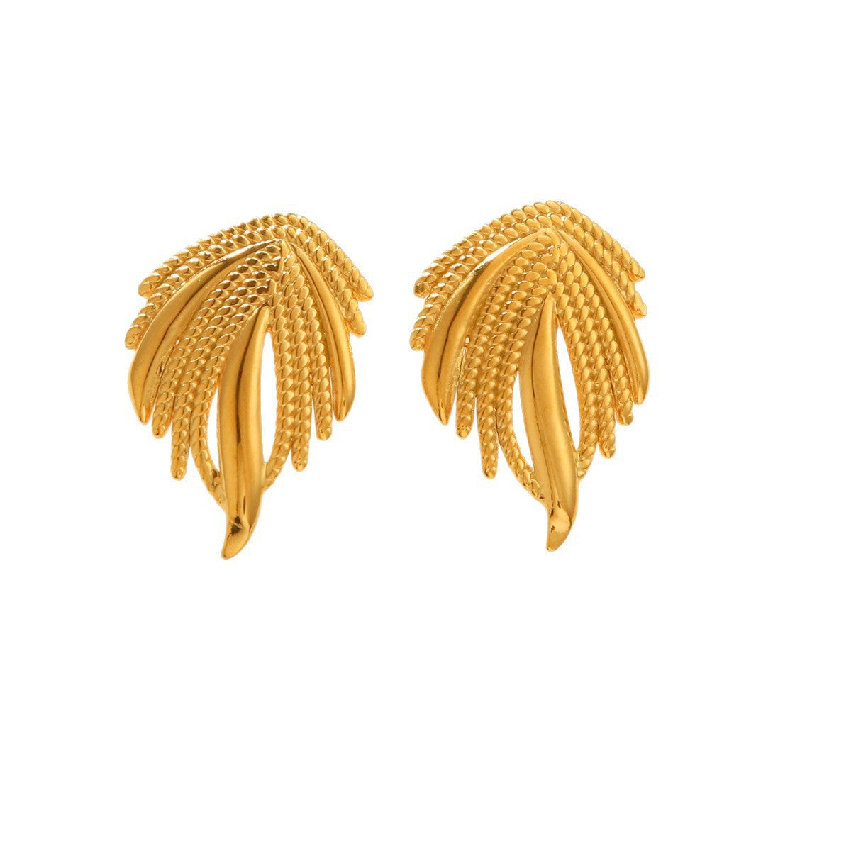 Wholesale Trendy Gold Tone Stainless Steel Statement Earrings Featuring Wing Ball Conch Design For Party Jewelry Accessory