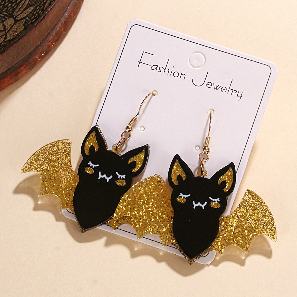Wholesale  Bat Creative Glitter   Acrylic  Earrings