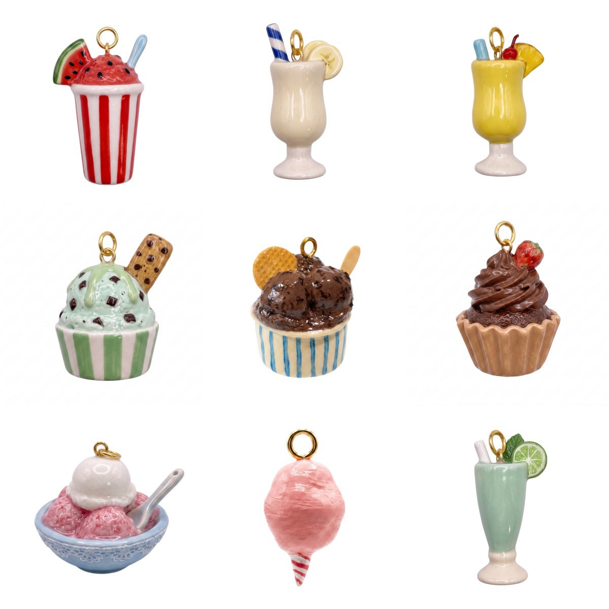 Wholesale Miniature dessert toy pendant,  3D realistic ice cream milkshake shape,  glossy and oil-dripping,  cute girly accessory.