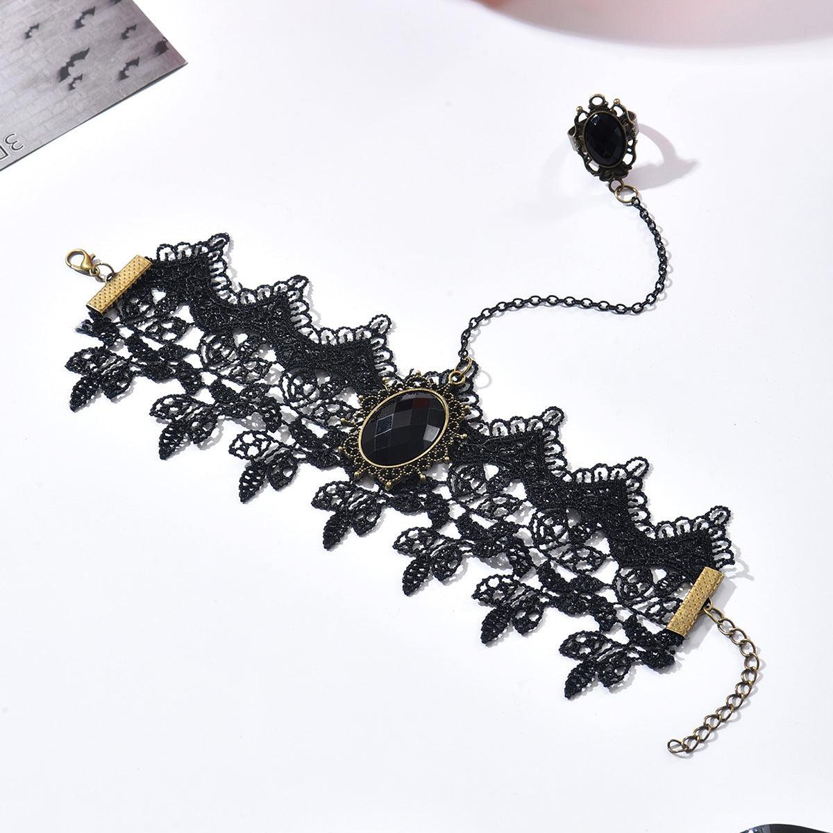 Wholesale  Gothic Style  Retro Artificial Gemstone Lace Bracelet