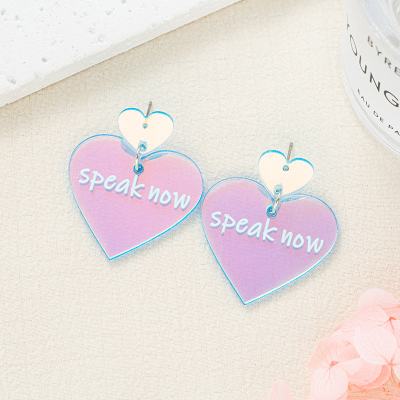 Wholesale Creative Acrylic Earrings Laser Heart Earrings ACC-ES-Jiay012