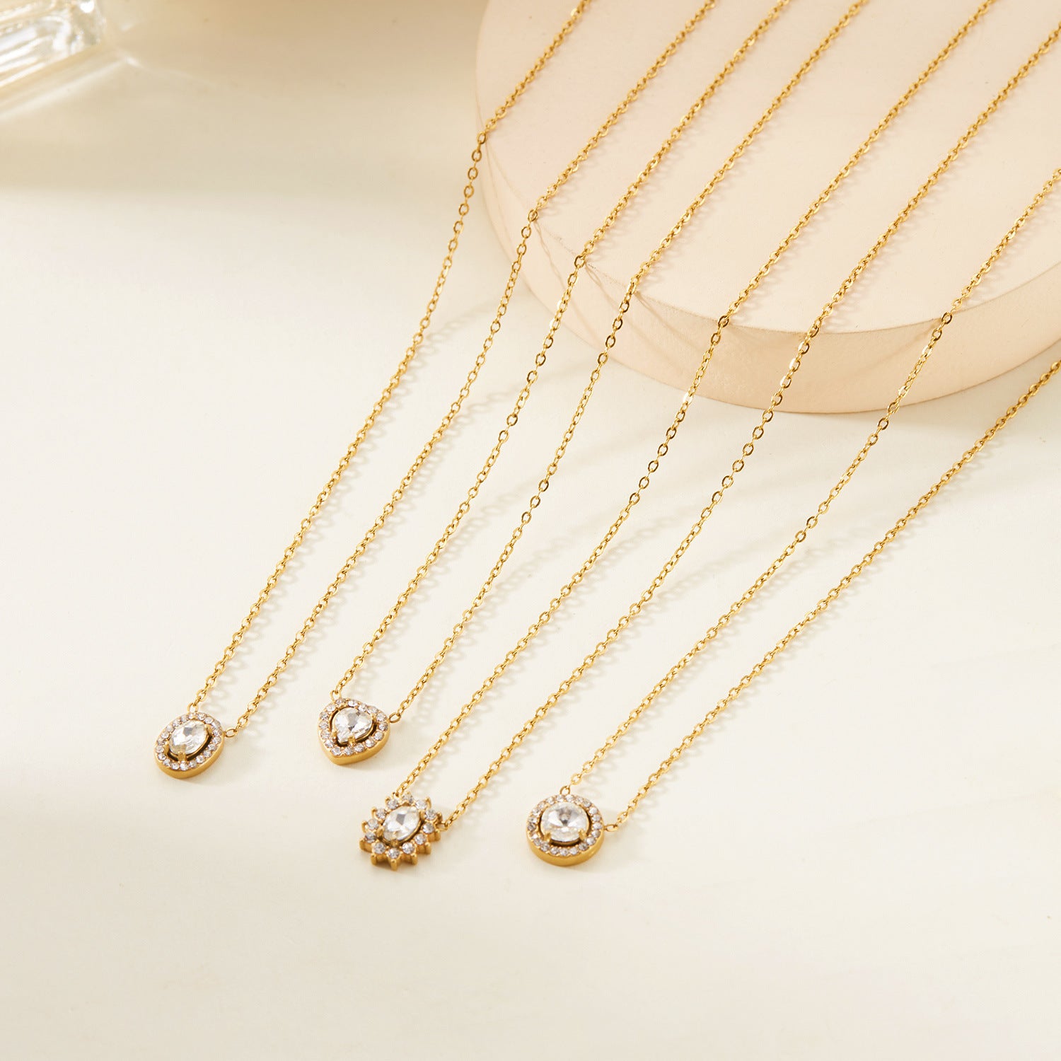 Wholesale Titanium Steel Flower Geometric Necklace