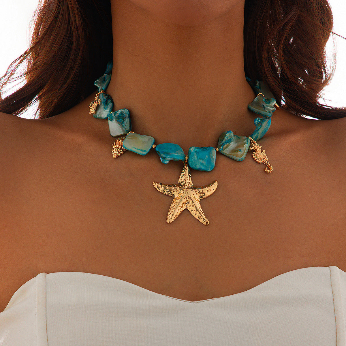 Wholesale  ocean wind shell starfish necklace