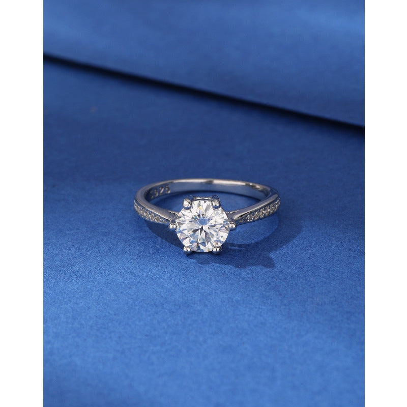 Wholesale Moissanite Diamond Ring 1 karat six-claw classic couple ring