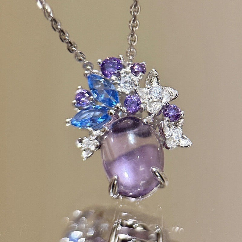 Wholesale Electroplated Alloy Wisteria Flower 3 Piece Jewelry Set Necklace Earrings Ring For Women Elegant Banquet Fashion Accessory