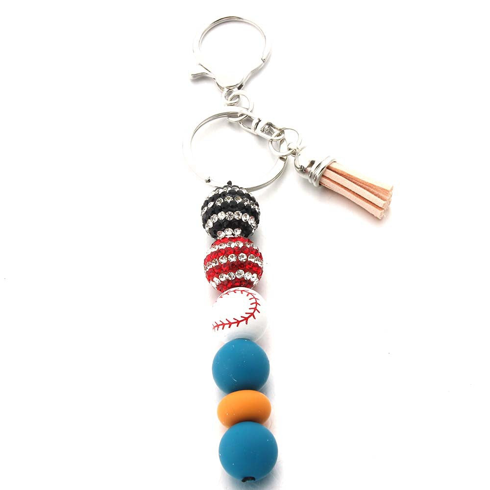 Wholesale Stripe Diamond Ball Beads Silicone Beaded Keychain ACC-KC-JinAn004